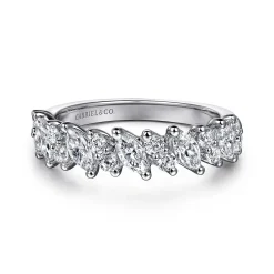 Hot Gabriel & Co. Anna - 14K White Gold Prongs Marquise and Round Diamond Anniversary Band - 1.1 ct