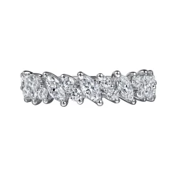Hot Gabriel & Co. Anna - 14K White Gold Prongs Marquise and Round Diamond Anniversary Band - 1.1 ct