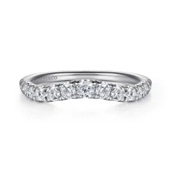 Outlet Gabriel & Co. Annecy - Curved 14K White Gold French Pave Set Diamond Wedding Band - 0.5 ct