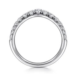 Outlet Gabriel & Co. Annecy - Curved 14K White Gold French Pave Set Diamond Wedding Band - 0.5 ct