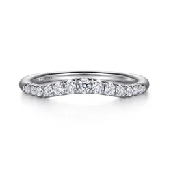 Online Gabriel & Co. Annecy - Curved 14K White Gold French Pave Diamond Wedding Band - 0.25 ct