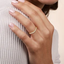 Discount Gabriel & Co. Annecy - Curved-14K Yellow Gold Diamond Anniversary Band - 0.25 ct