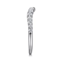 Outlet Gabriel & Co. Annecy - Curved Platinum French Pave Set Diamond Wedding Band - 0.5 ct