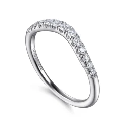 Online Gabriel & Co. Annecy - Curved Platinum French Pave Diamond Wedding Band - 0.25 ct