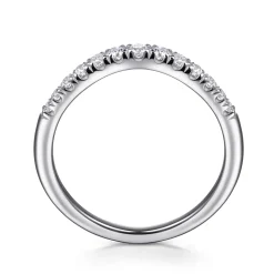 Online Gabriel & Co. Annecy - Curved Platinum French Pave Diamond Wedding Band - 0.25 ct