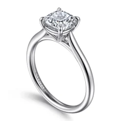 Sale Gabriel & Co. Anne - 14K White Gold Cushion Cut Solitaire Diamond Engagement Ring