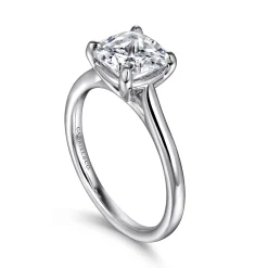 Best Gabriel & Co. Anne - 14K White Gold Cushion Cut Solitaire Diamond Engagement Ring