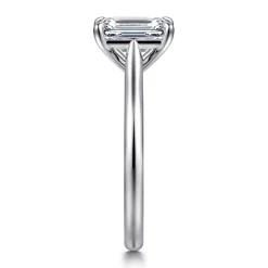 New Gabriel & Co. Anne - 14K White Gold Emerald Cut Solitaire Diamond Engagement Ring