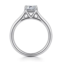 New Gabriel & Co. Anne - 14K White Gold Emerald Cut Solitaire Diamond Engagement Ring