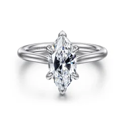 Discount Gabriel & Co. Anne - 14K White Gold Marquise Shape Solitaire Diamond Engagement Ring