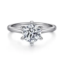 Gabriel & Co. Anne - 14K White Gold 6 Prong Round Solitaire Diamond Engagement Ring