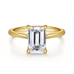 Sale Gabriel & Co. Anne - 14K Yellow Gold Emerald Cut Solitaire Diamond Engagement Ring