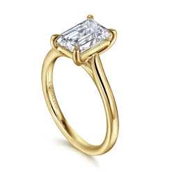 Sale Gabriel & Co. Anne - 14K Yellow Gold Emerald Cut Solitaire Diamond Engagement Ring