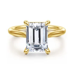 Hot Gabriel & Co. Anne - 14K Yellow Gold Emerald Cut Solitaire Diamond Engagement Ring
