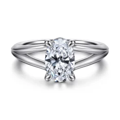 Gabriel & Co. Annie - 14K White Gold Split Shank Oval Diamond Engagement Ring