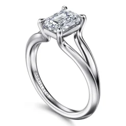 Clearance Gabriel & Co. Annie - 14K White Gold Split Shank Emerald Cut Diamond Engagement Ring