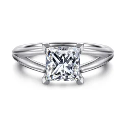 Gabriel & Co. Annie - 14K White Gold Split Shank Princess Cut Diamond Engagement Ring