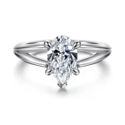 Best Gabriel & Co. Annie - 14K White Gold Split Shank Pear Shape Diamond Engagement Ring