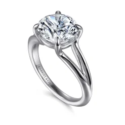 Outlet Gabriel & Co. Annie - 14K White Gold Split Shank Round Diamond Engagement Ring