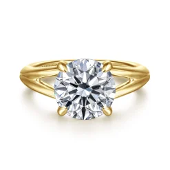 New Gabriel & Co. Annie - 14K Yellow Gold Split Shank Round Diamond Engagement Ring