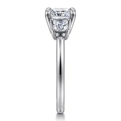 Sale Gabriel & Co. Antonia - 14K White Gold Cushion Cut Three Stone Diamond Engagement Ring