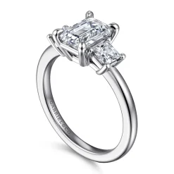 Hot Gabriel & Co. Antonia - 14K White Gold Emerald Cut Three Stone Diamond Engagement Ring
