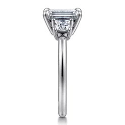 Hot Gabriel & Co. Antonia - 14K White Gold Emerald Cut Three Stone Diamond Engagement Ring