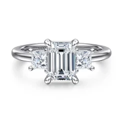 Hot Gabriel & Co. Antonia - 14K White Gold Emerald Cut Three Stone Diamond Engagement Ring