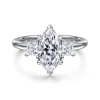 New Gabriel & Co. Antonia - 14K White Gold Marquise Shape Three Stone Diamond Engagement Ring