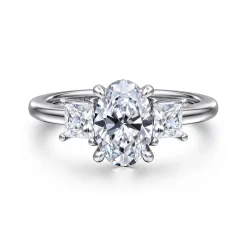 Discount Gabriel & Co. Antonia - 14K White Gold Oval Three Stone Diamond Engagement Ring