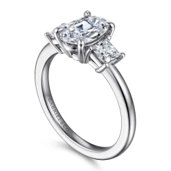 Discount Gabriel & Co. Antonia - 14K White Gold Oval Three Stone Diamond Engagement Ring