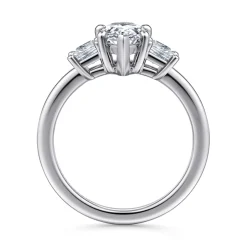 New Gabriel & Co. Antonia - 14K White Gold Pear Shape Three Stone Diamond Engagement Ring