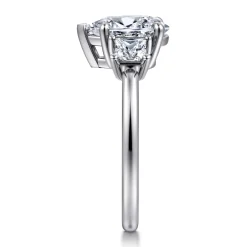 New Gabriel & Co. Antonia - 14K White Gold Pear Shape Three Stone Diamond Engagement Ring