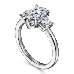 New Gabriel & Co. Antonia - 14K White Gold Pear Shape Three Stone Diamond Engagement Ring