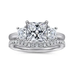 Hot Gabriel & Co. Antonia - 14K White Gold Princess Cut Three Stone Diamond Engagement Ring