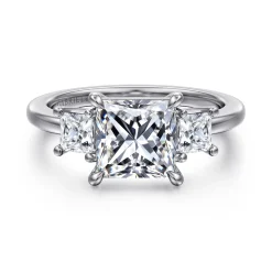 Clearance Gabriel & Co. Antonia - 14K White Gold Princess Cut Three Stone Diamond Engagement Ring