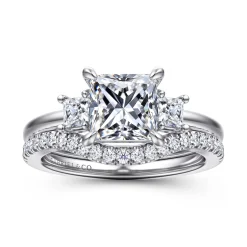 Hot Gabriel & Co. Antonia - 14K White Gold Princess Cut Three Stone Diamond Engagement Ring