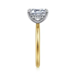 Outlet Gabriel & Co. Anuk - 14K White-Yellow Gold Emerald Cut Diamond Engagement Ring