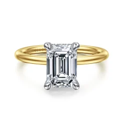 Outlet Gabriel & Co. Anuk - 14K White-Yellow Gold Emerald Cut Diamond Engagement Ring