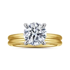 New Gabriel & Co. Anuk - 14K Yellow-White Gold Round Diamond Engagement Ring