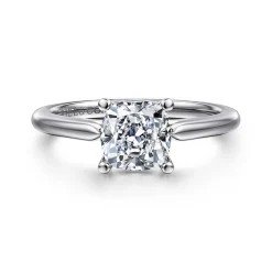 Best Gabriel & Co. Anushka - 14K White Gold Cushion Cut Solitaire Diamond Engagement Ring