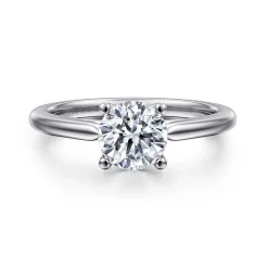 New Gabriel & Co. Anushka - 14K White Gold Round Solitaire Diamond Engagement Ring
