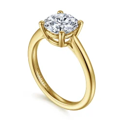 Best Gabriel & Co. Anushka - 14K Yellow Gold Round Solitaire Diamond Engagement Ring