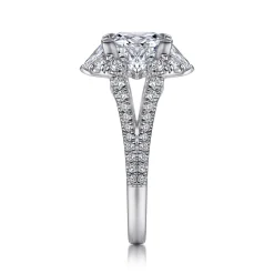 Hot Gabriel & Co. Aphrodite - 14K White Gold Fancy Halo Princess Cut Diamond Engagement Ring