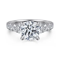 Clearance Gabriel & Co. April - 14K White Gold Round Diamond Engagement Ring