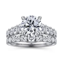 Clearance Gabriel & Co. April - 14K White Gold Round Diamond Engagement Ring