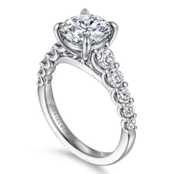 Clearance Gabriel & Co. April - 14K White Gold Round Diamond Engagement Ring