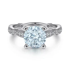 Online Gabriel & Co. Aretha - 14K White Gold Straight Round Aquamarine and Diamond Engagement Ring