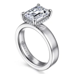Hot Gabriel & Co. Argentina - 14K White Gold Emerald Cut Solitaire Diamond Engagement Ring