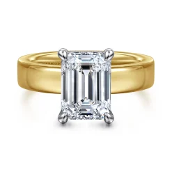 Outlet Gabriel & Co. Argentina - 14K White-Yellow Gold Emerald Cut Solitaire Diamond Engagement Ring